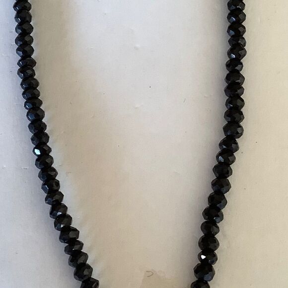 𝅺STERLING SILVER 925 BLACK ONYX/WHITE ZIRCON NECKLACE/STUD EARRINGS SET​​ - Picture 5 of 8